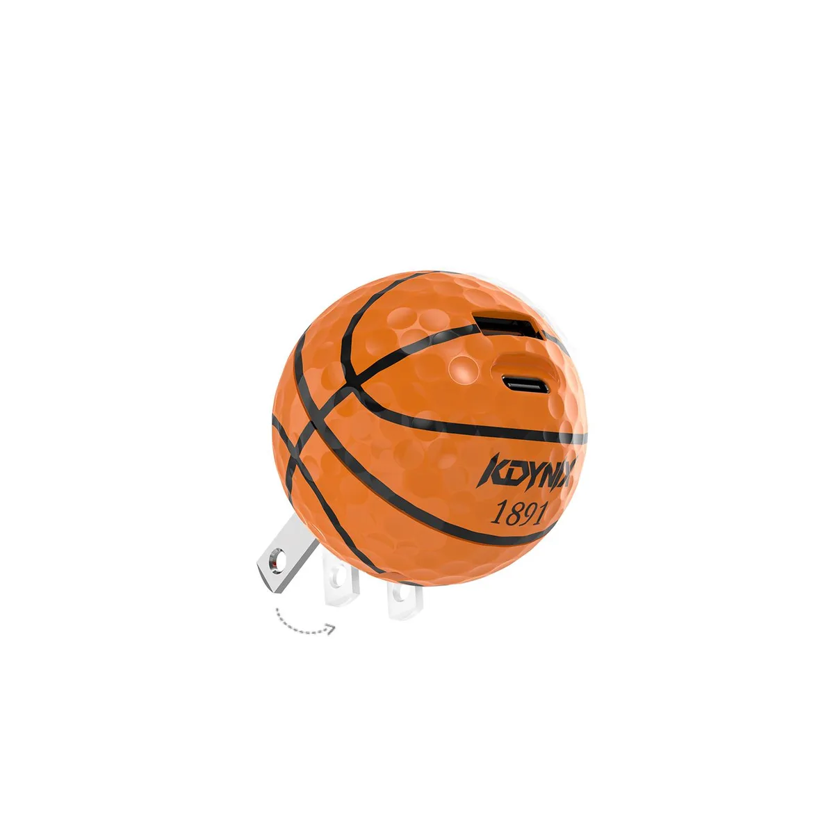 KDYNIX KDYNIX Golf Ball USB-C Charger 20W Dual Port Foldable Plug GaN III UL Certified — product photo