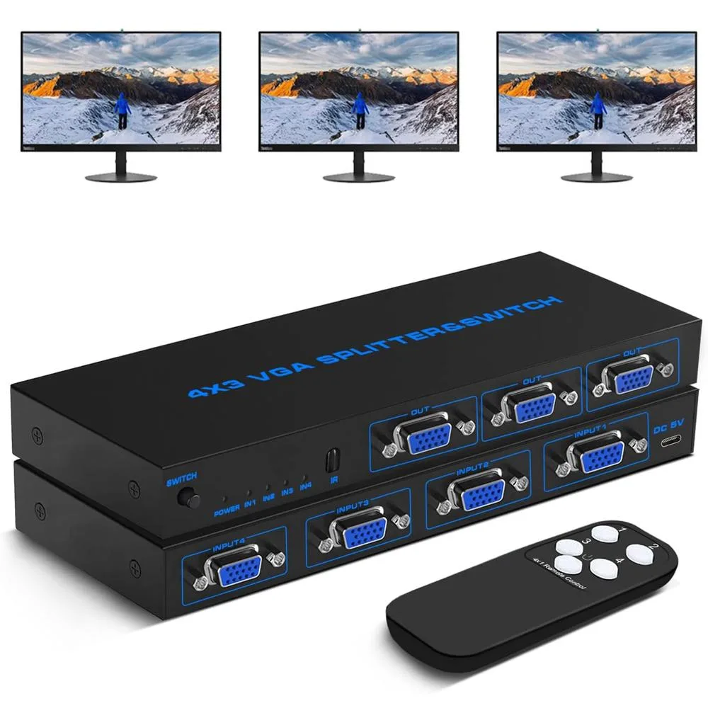 LUOM LUOM 4×3 VGA Switch Splitter 1920×1080 350MHz Black — product photo