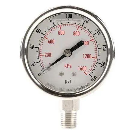 Value Brand Value Brand Commercial Pressure Gauge 0 to 200 psi 2 1/2 in Dial 1/4 in NPT — product photo