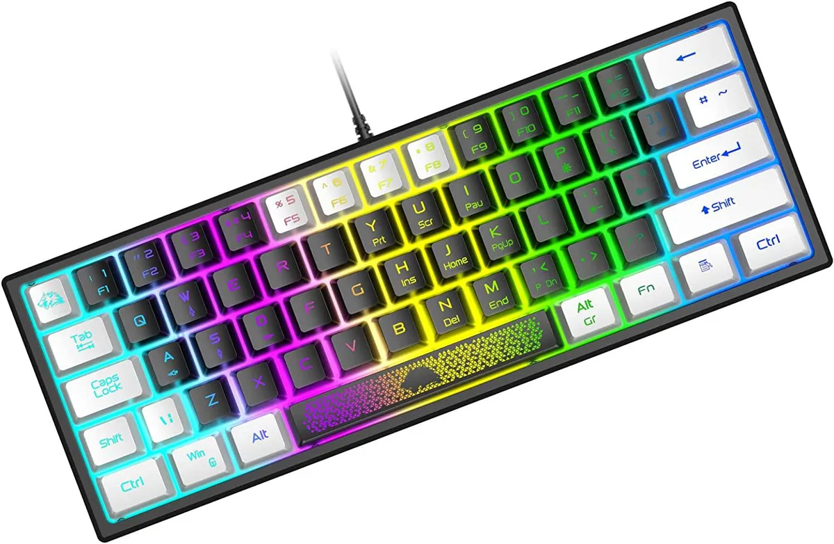 zhhcyyds zhhcyyds K61 60% Gaming Keyboard 62 Keys Wired RGB Anti-ghosting 19 Keys Waterproof Black White — product photo