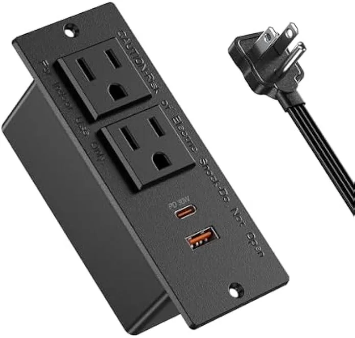usbroway usbroway Recessed Power Strip 30W USB-C PD 2 AC 2 USB 6ft Cord — product photo