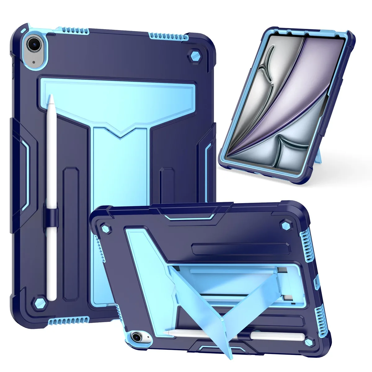 anicestore anicestore iPad Air 11 inch 2025 2024 10.9 inch 2022 2020 rugged case Blue/Light Blue — product photo
