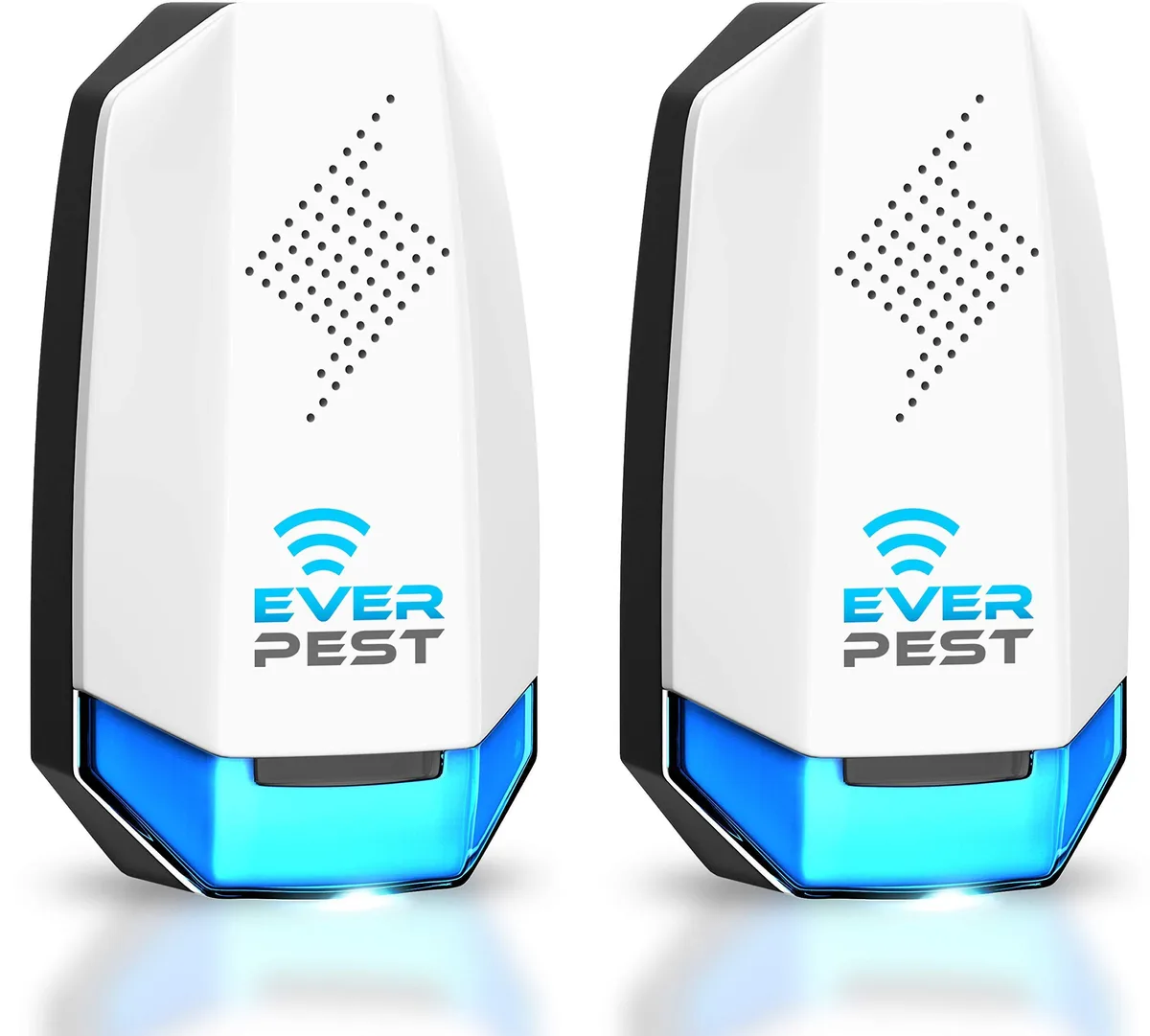 Two small white rectangular plug-in units side by side