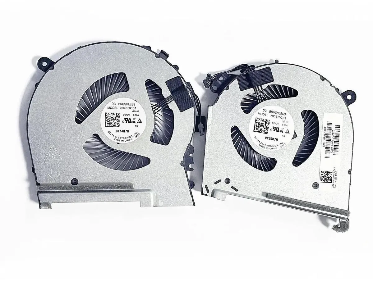 Two black laptop cooling fans side by side on white background