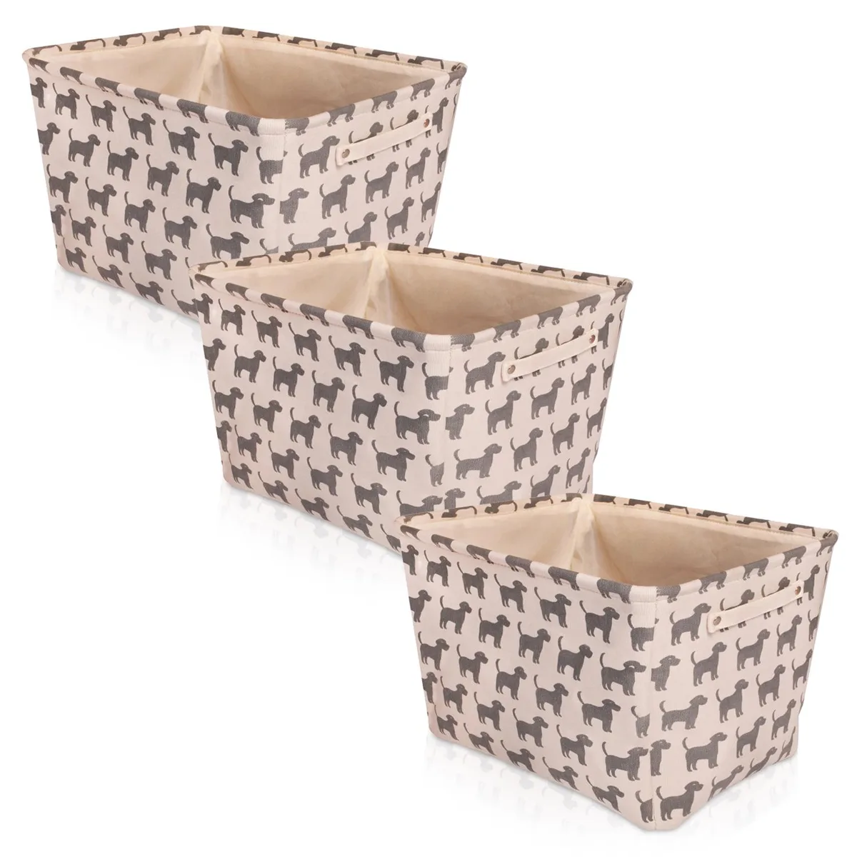 Altatac Altatac Basket-White-GryDogPrint-3Pk bath storage 16.5x12.5x7.5 in 3 pack — product photo
