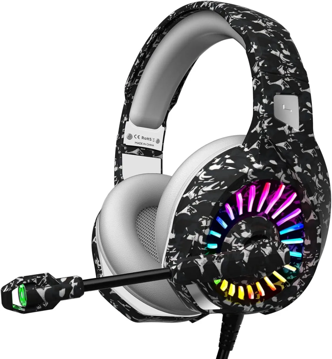 BFKK BFKK Camouflage Gaming Headset 50mm 3.5mm Wired LED — product photo