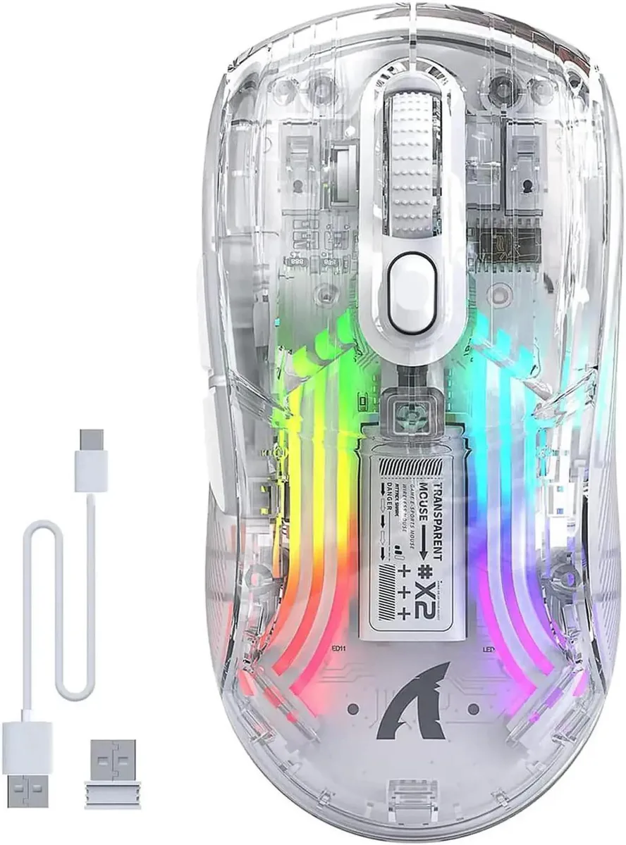 Vszerda Vszerda Wireless Gaming Mouse Transparent Shell PAW3212 2400 DPI Tri-Mode RGB Silent Click — product photo