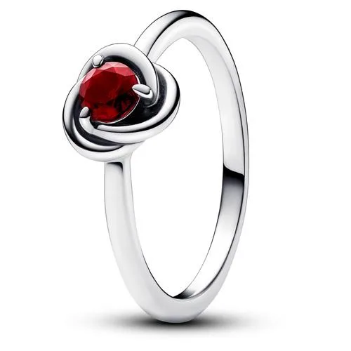 PANDORA PANDORA January Red Eternity Circle Ring Silver — product photo