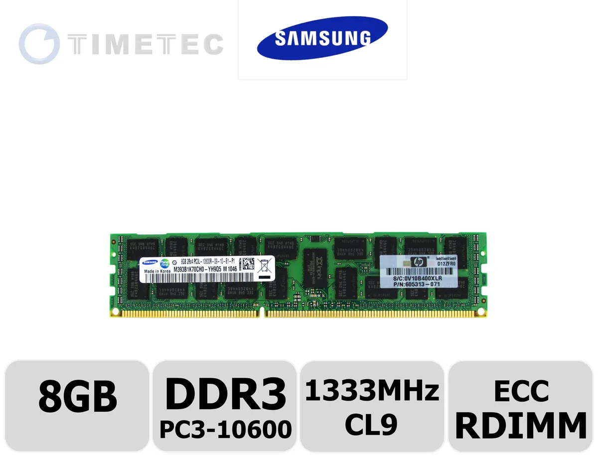 SAMSUNG SAMSUNG M393B1K70CH0-YH9Q5 8GB DDR3 1333 ECC Registered 1.35V 240-Pin Server RAM — product photo
