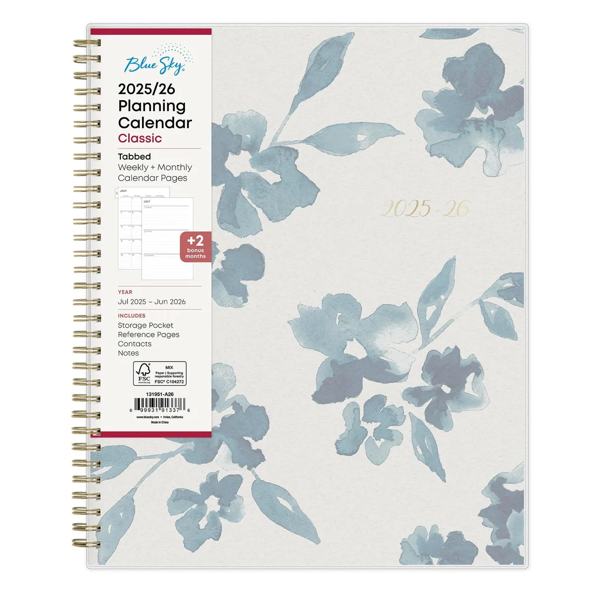 Blue Sky The Color of Imagination, LLC Blue Sky 2025-2026 Academic Planner 8-1/2x11 Bakah Blue Frosted 131951 — product photo