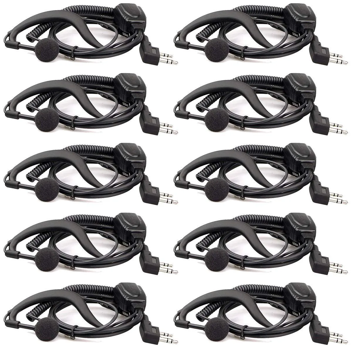 KEHIPI KEHIPI G-Type Earpiece with Mic 10 Pack for RT22 RT68 RT21 H-777 RT22S RT27 RT86 BF-888S BF-T26 Kenwood — product photo