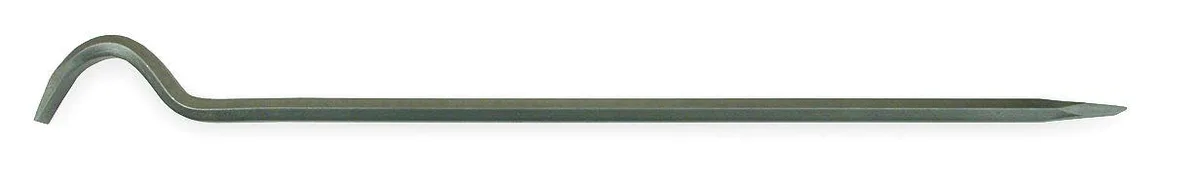 Black hardened steel pry bar, 30 inch long, flat tapered end