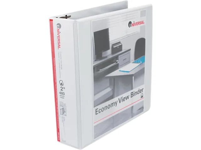 Universal Business Supply Universal Business Supply Slant D-Ring View Binder 2" White 20746 — product photo