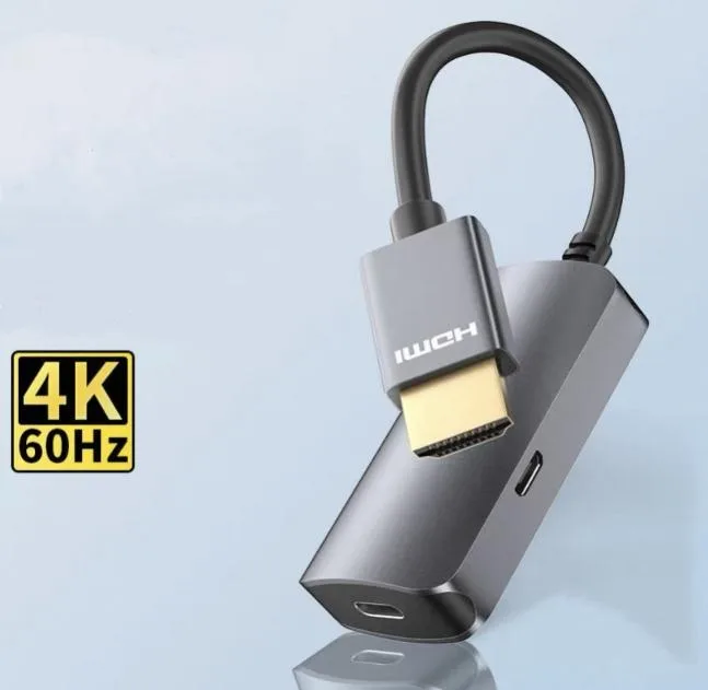 SMUGDESK SMUGDESK HDMI Male to USB-C Female Adapter with Power Cable 4K 60Hz Thunderbolt 3 — product photo