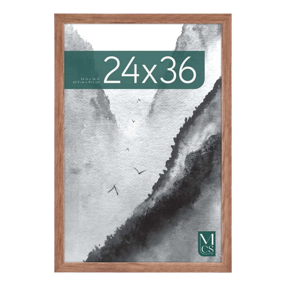 Medium oak woodgrain plastic poster frame 24x36 inches with 1.5 inch profile