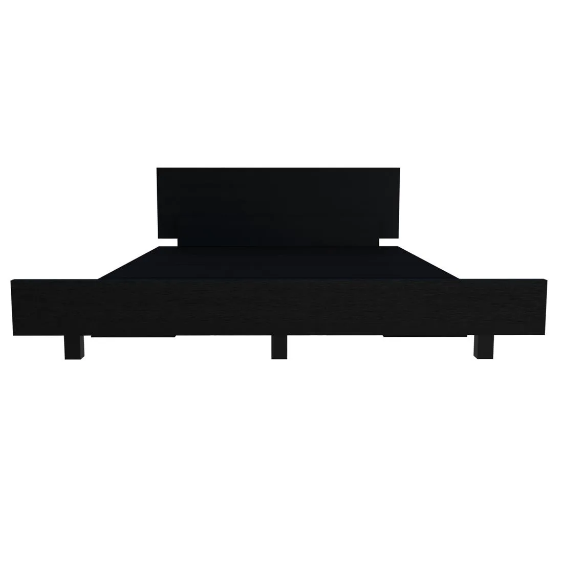 Black twin bed frame with engineered wood finish and low headboard