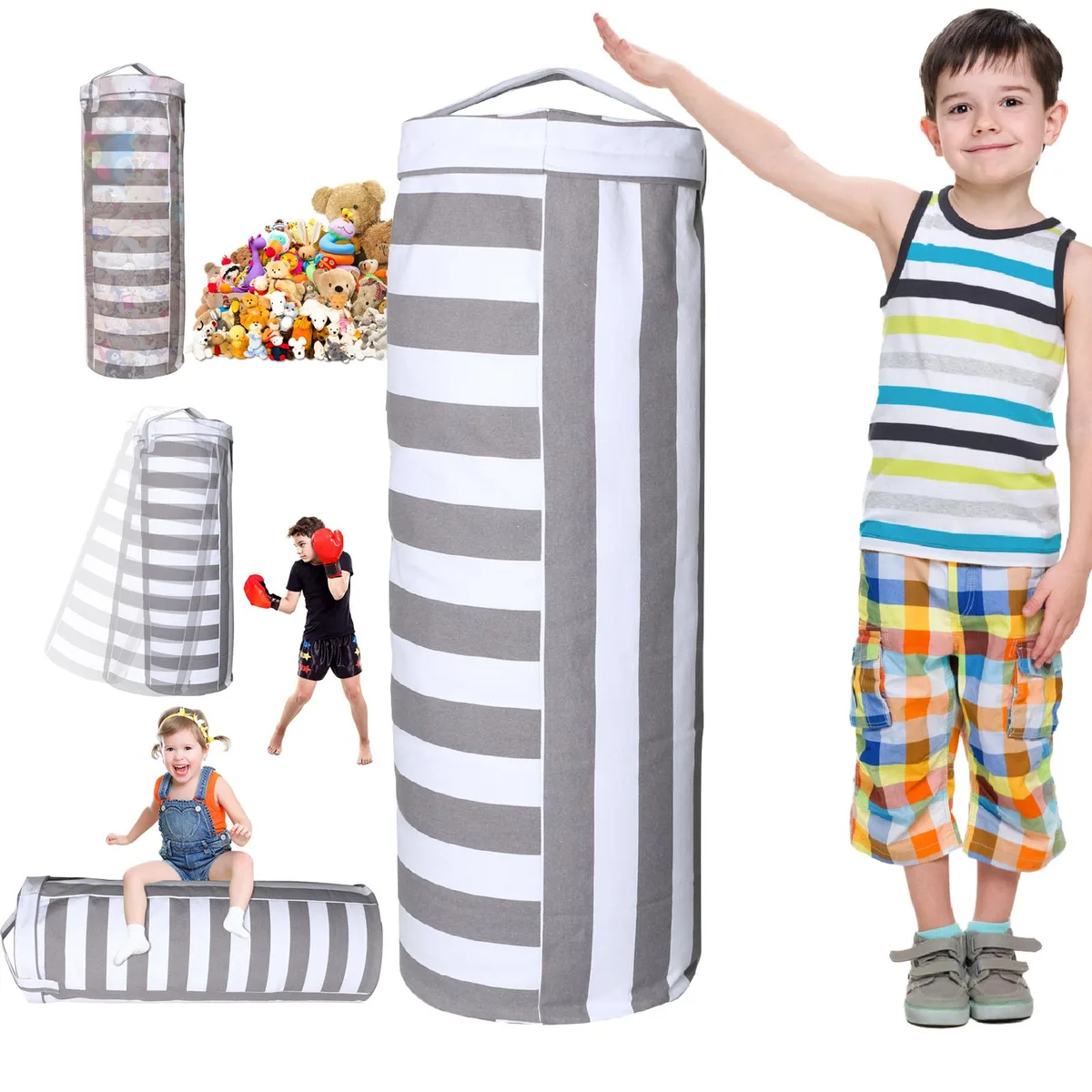 Ofiray-home Ofiray-home Stuffed Animal Storage Bean Bag Cover, Cylinder — product photo