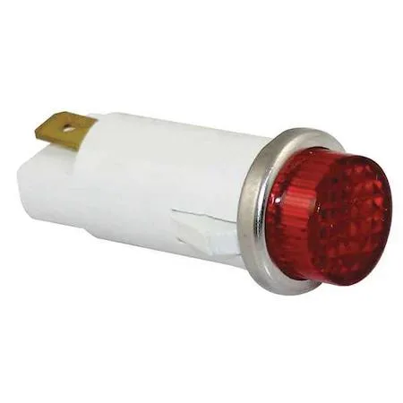 Red raised panel indicator light with nylon body and polycarbonate lens
