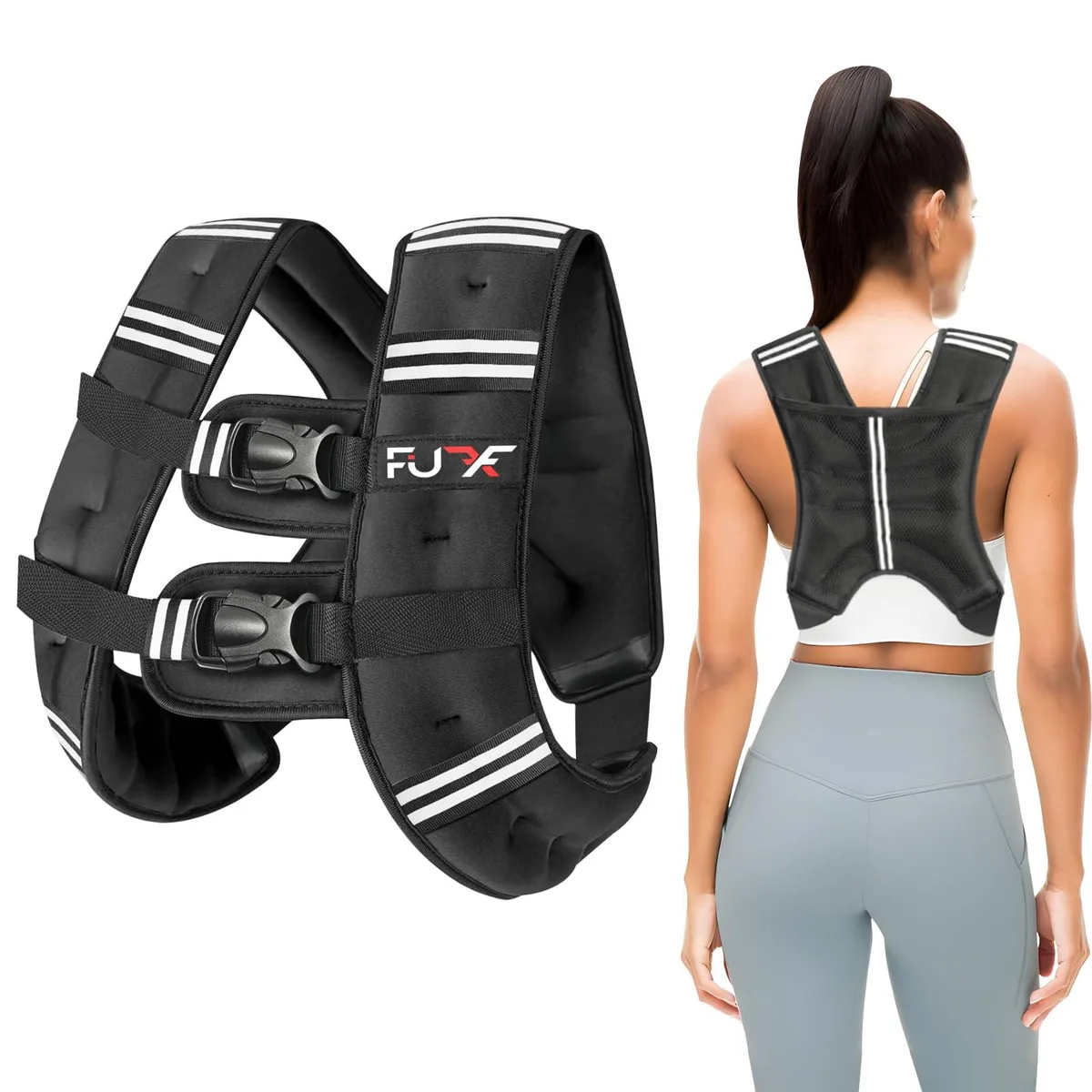 FUFF FU-12LB-Black 12 lb weighted vest women's activewear — product photo