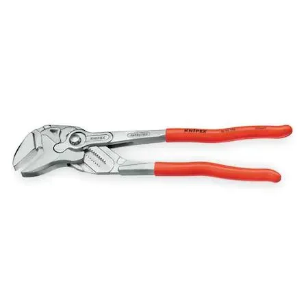 Nickel-plated 12-inch Cobra plier wrench with smooth flat jaws and push-button adjustment