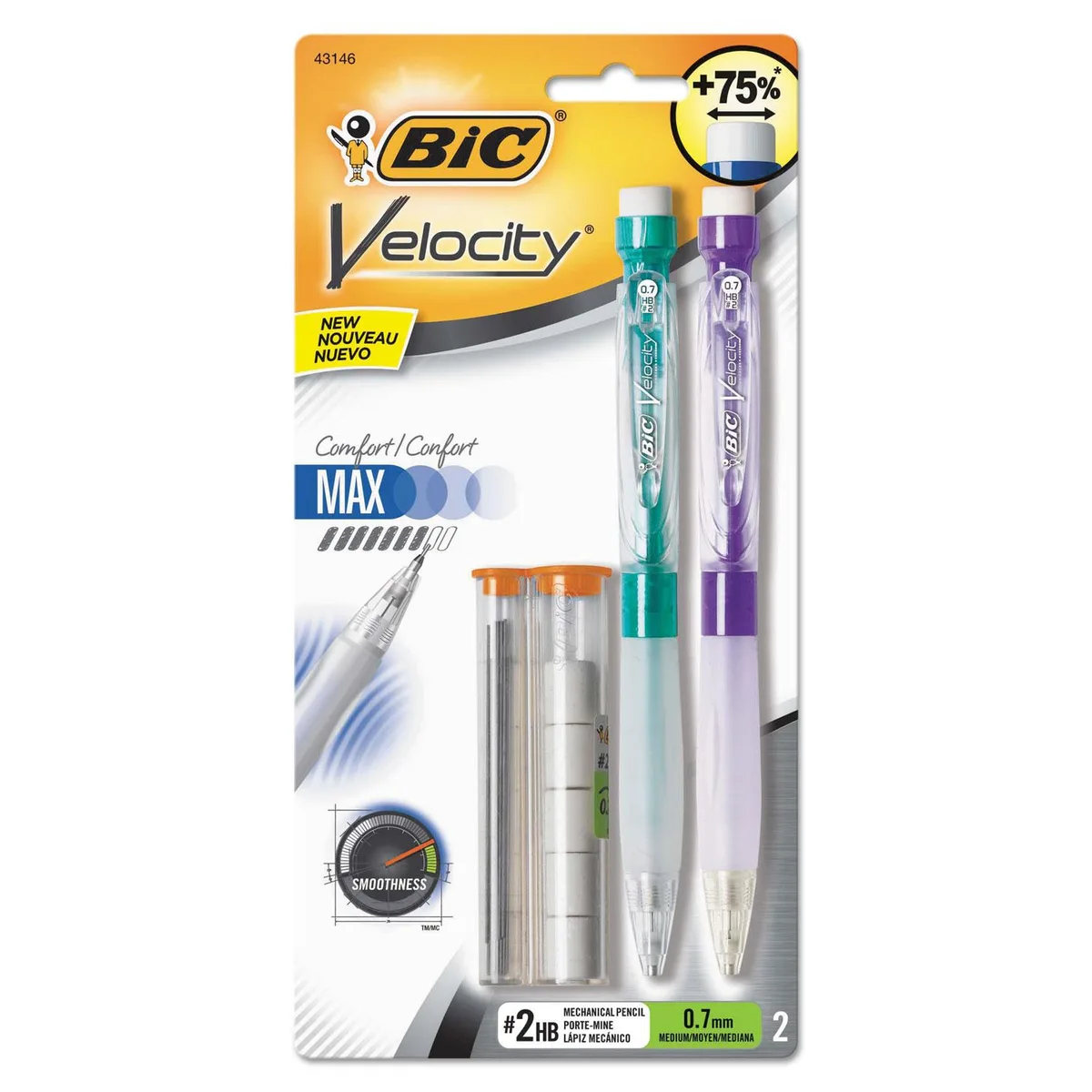 BIC BIC MPMX7P21-BK Velocity Max Mechanical Pencil .7 mm Red 2 Pack — product photo
