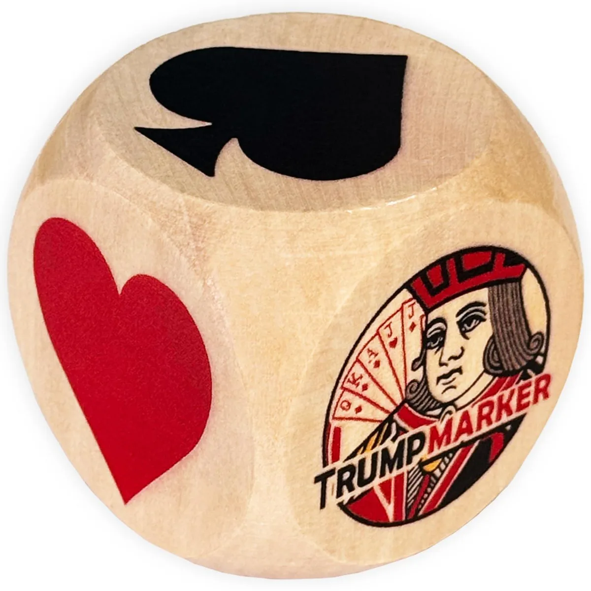  Worry Free Gadgets Trump Marker Dice 2 Inch Wooden Euchre Cube with Velvet Bag — product photo