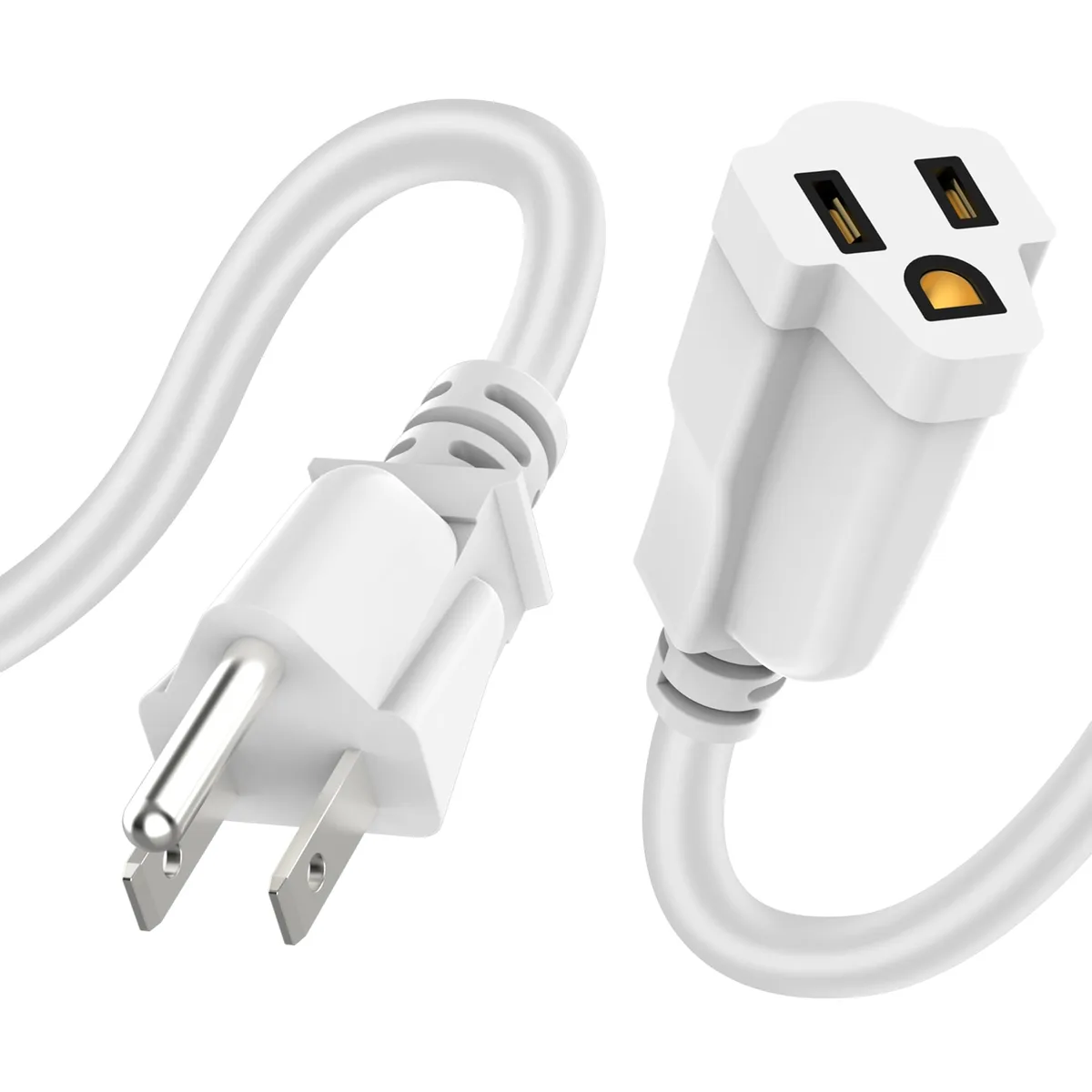  ecjtu Power Extension Cord 2 ft 16 AWG 13 A 125 V White — product photo