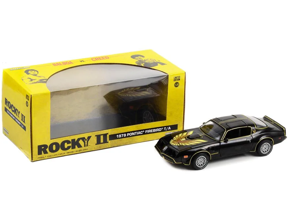 GREENLIGHT GREENLIGHT 1979 Pontiac Firebird T/A Trans Am Black with Hood Phoenix "Rocky II" 1/24 Diecast Vehicle — product photo
