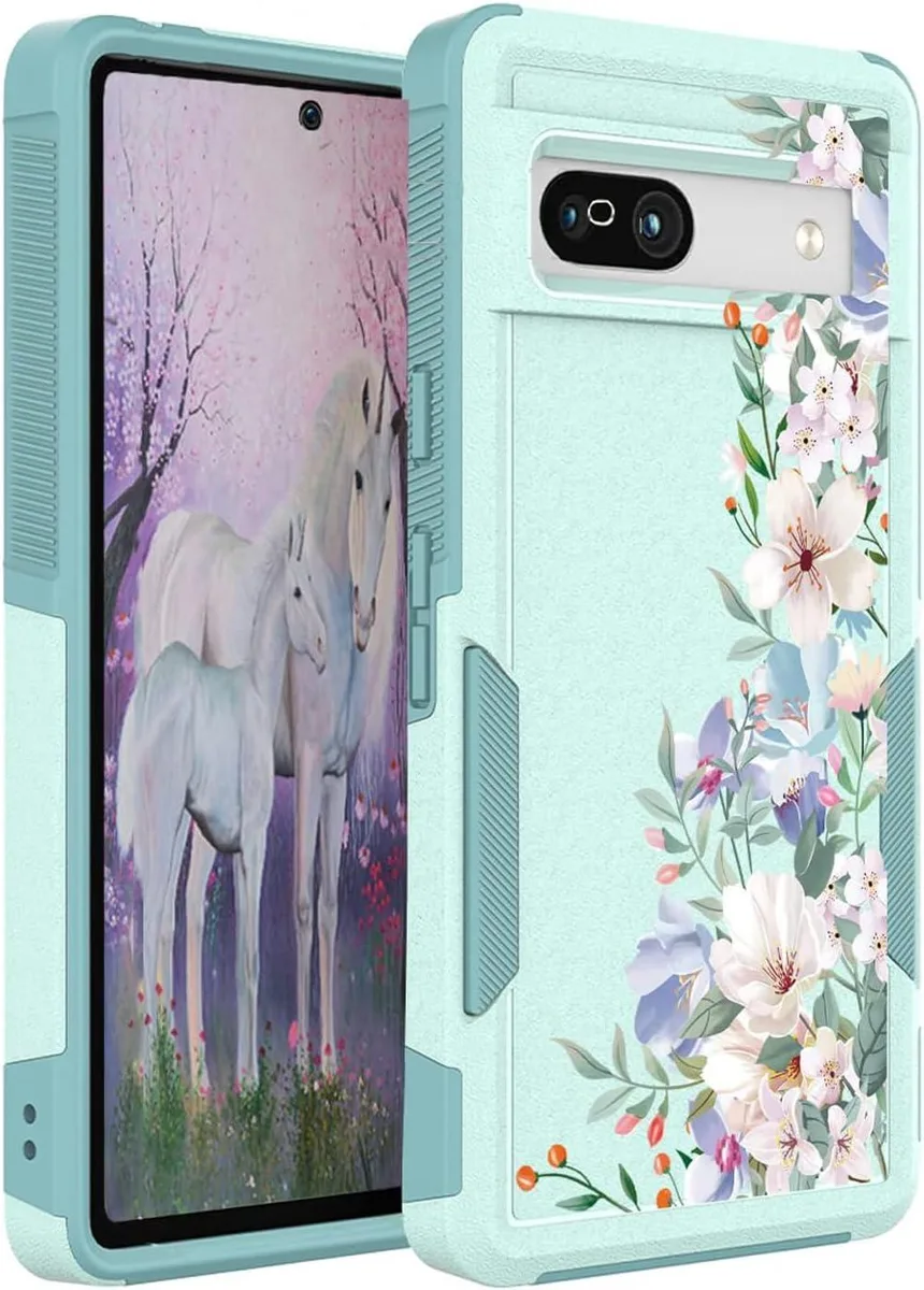 Transcend Transcend Pixel 7a 5G Case Teal Magnolia Floral TPU PC 360 Protection — product photo