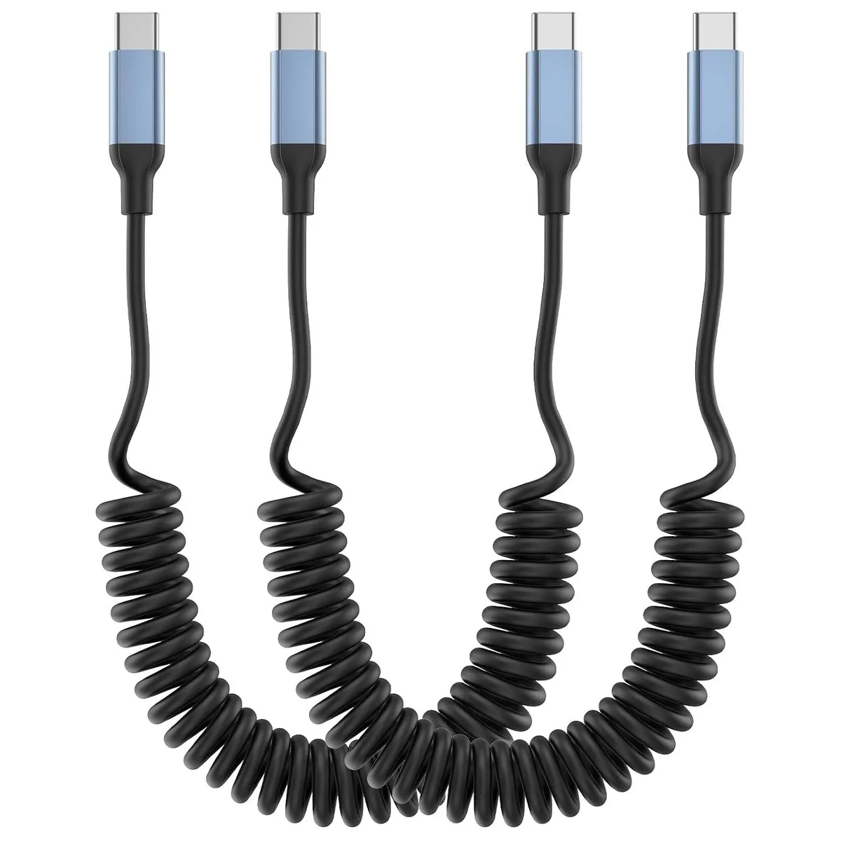 Mobee Mobee Coiled USB C to C Cable 2-Pack 3ft Retractable Car Charger — product photo