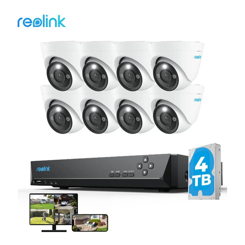 Reolink Reolink 16CH 12MP PoE Surveillance Security System 8 Dome Cameras 4TB HDD — product photo