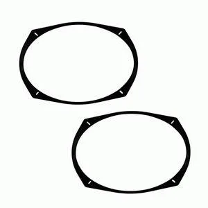 Pair of black plastic 6x9 speaker spacers with break-away tabs