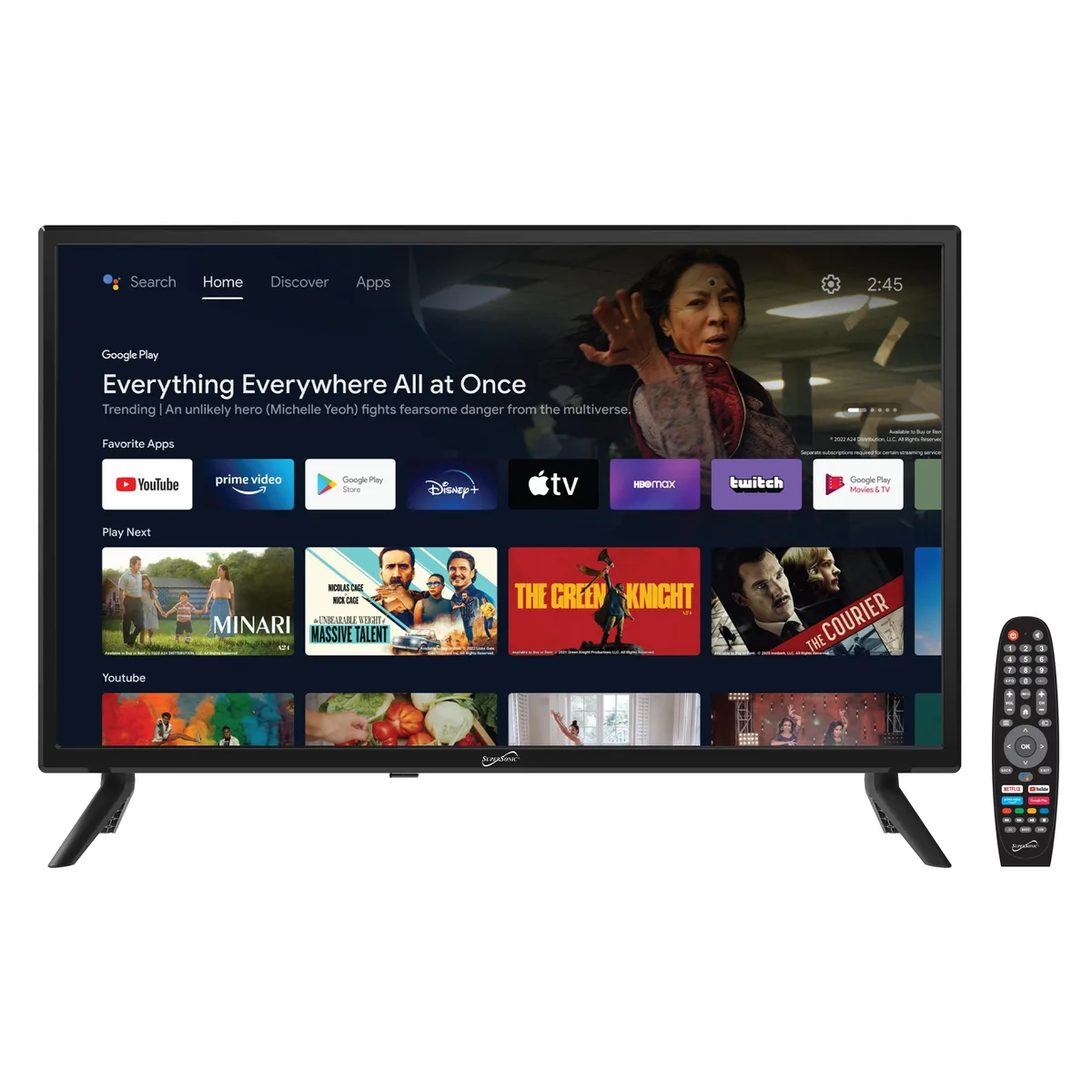 SUPERSONIC SUPERSONIC 24" DLED Smart LED TV SC-2450GTV Google Assistant AC/DC — product photo