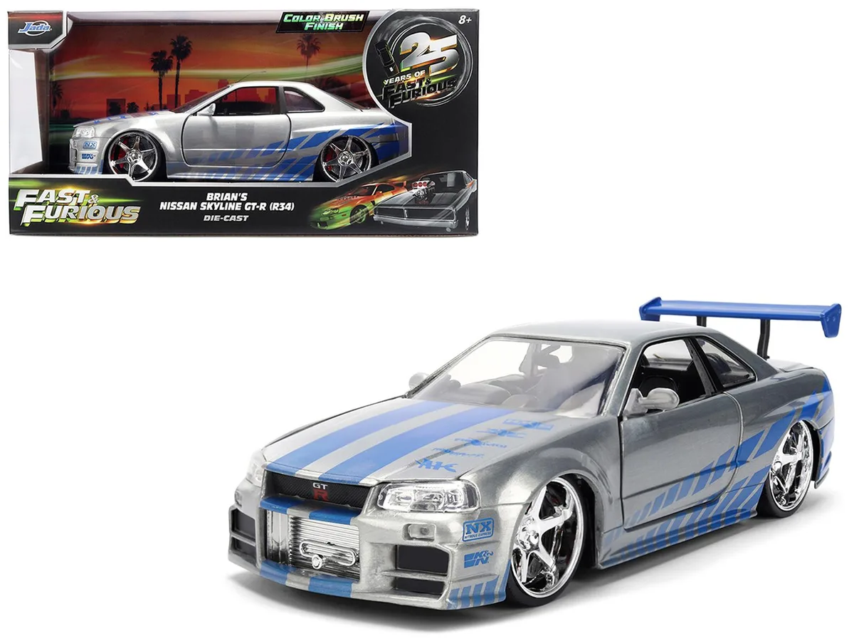Jada Jada Brian's Nissan Skyline GT-R R34 RHD Brush Finish 2 Fast 2 Furious 1/24 25 Years Anniversary — product photo