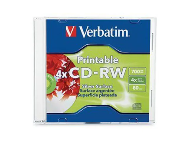VERBATIM Verbatim 95160 CD-RW 700MB 4x Inkjet Printable blu-ray media — product photo