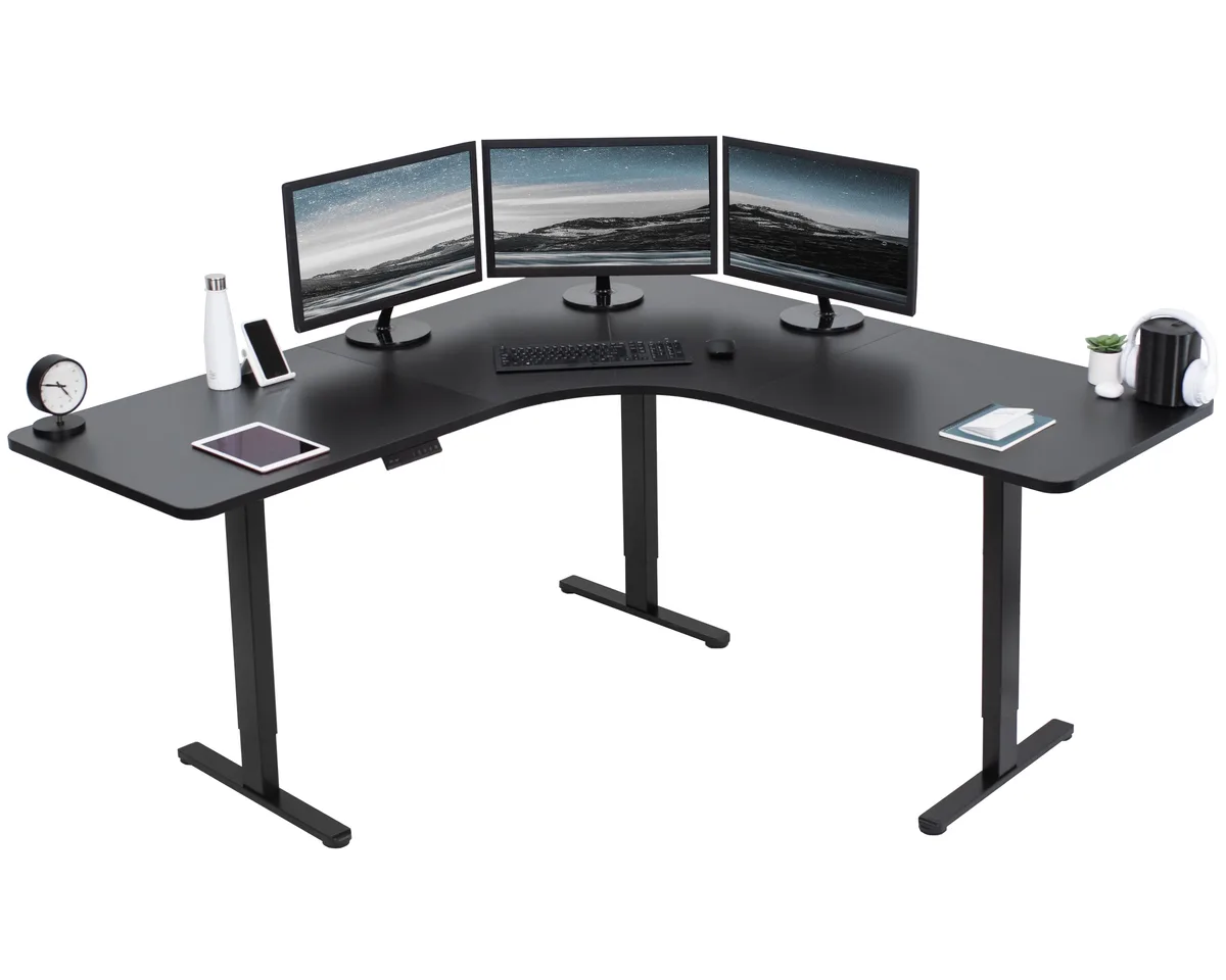 VIVO VIVO Black Electric Curved Corner Desk 71" x 71 — product photo
