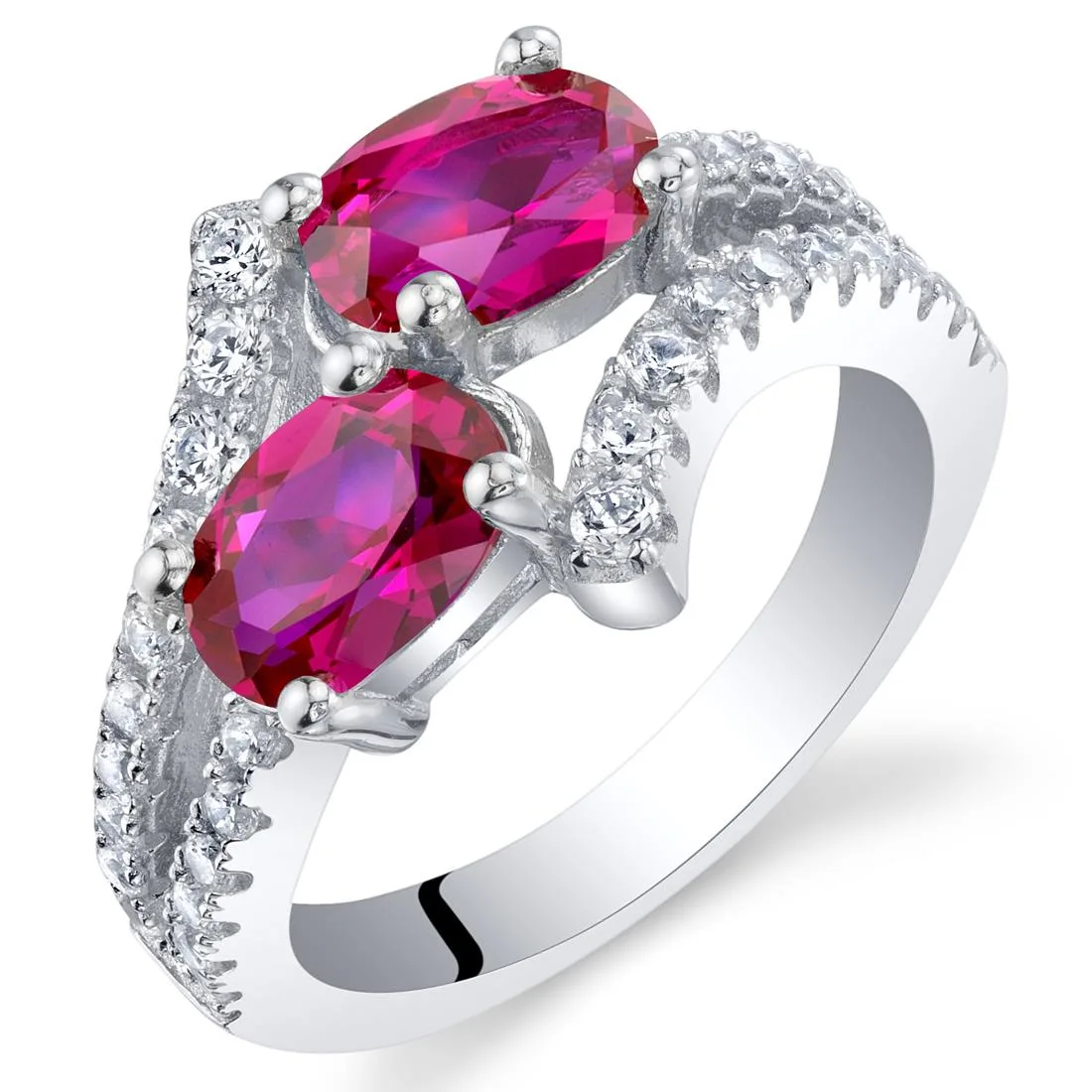 Oravo Oravo 925 Sterling Silver Two-Stone Created Ruby Ring — product photo
