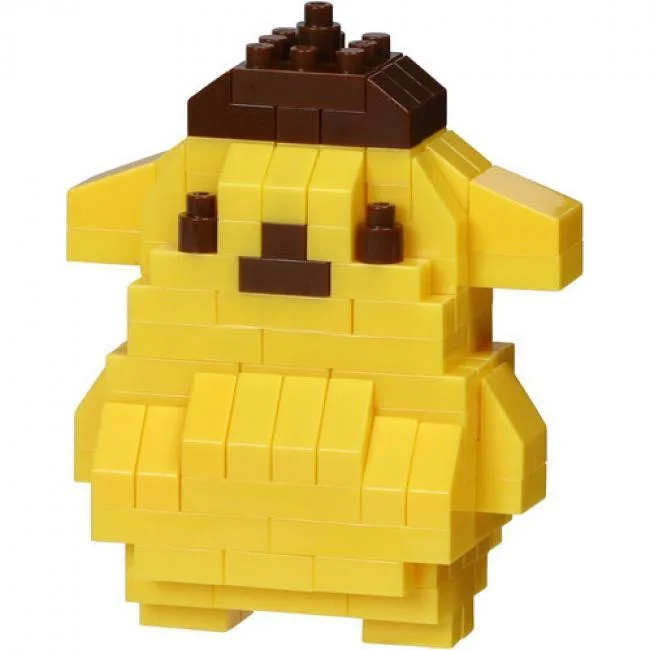 Small boxed building kit with tiny bricks forming a round yellow dog wearing a brown beret