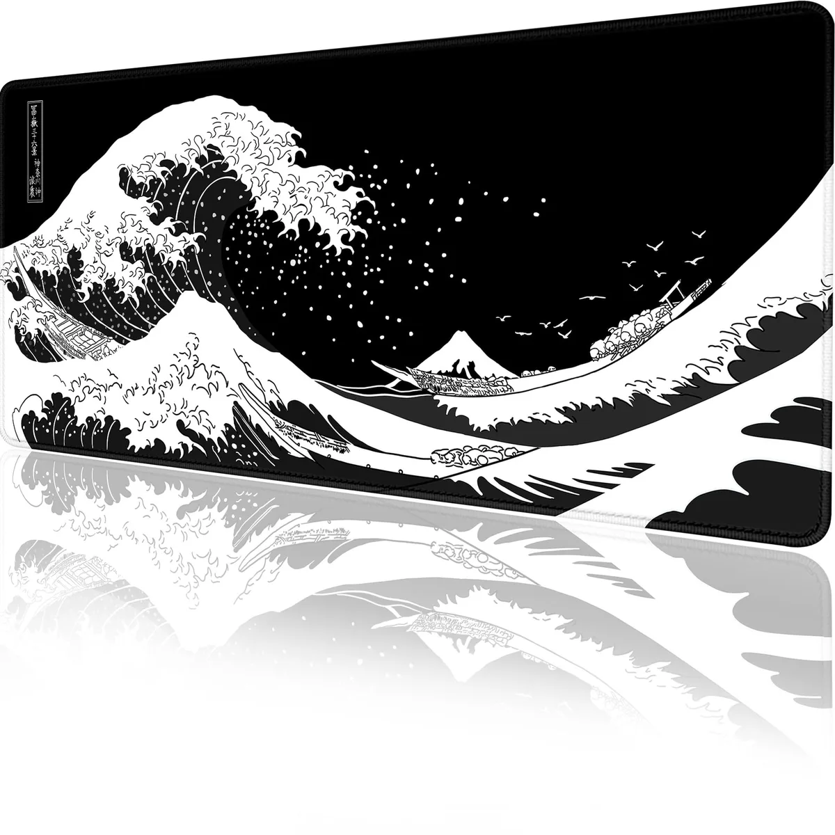  MEWOOCUE MP-B more wave mouse pad 31.5" x 11.9" black wave 1 — product photo