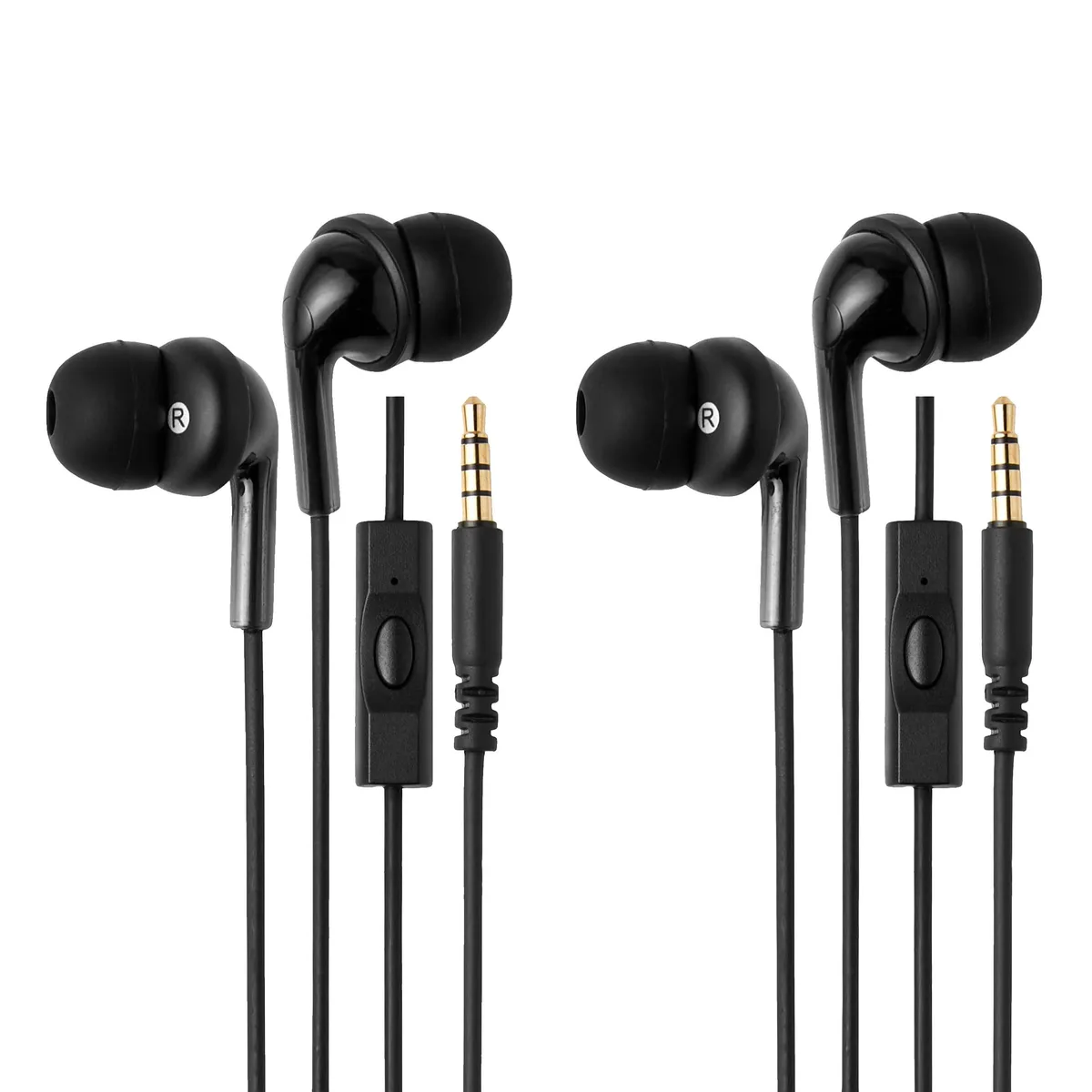 No Sew No Sew AMZ-E8017A-2 3.5mm wired in-ear headphones 2 pack black — product photo