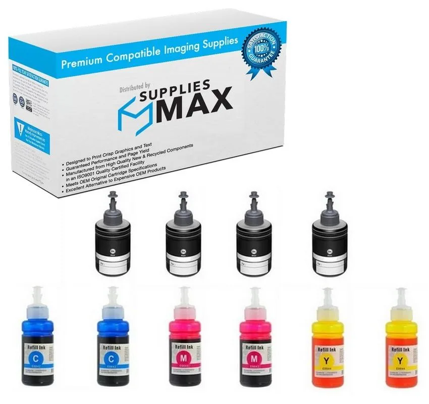 SuppliesMax SuppliesMax T774D-4B2CS Dye Ink Bottle Combo Pack 4BK/2C/M/Y 6500 Pages — product photo