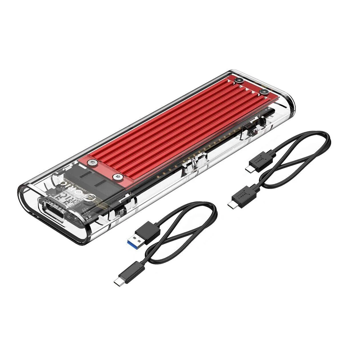 LUOM LUOM Transparent M.2 SATA Adapter Red JMS580 5 Gbps — product photo