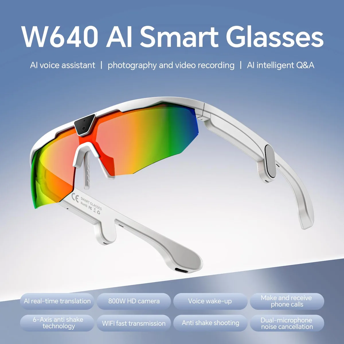 LOKMAT LOKMAT AI Smart Sport Glasses 30MP 1200P 139-Lang Bluetooth 5.3 Black — product photo