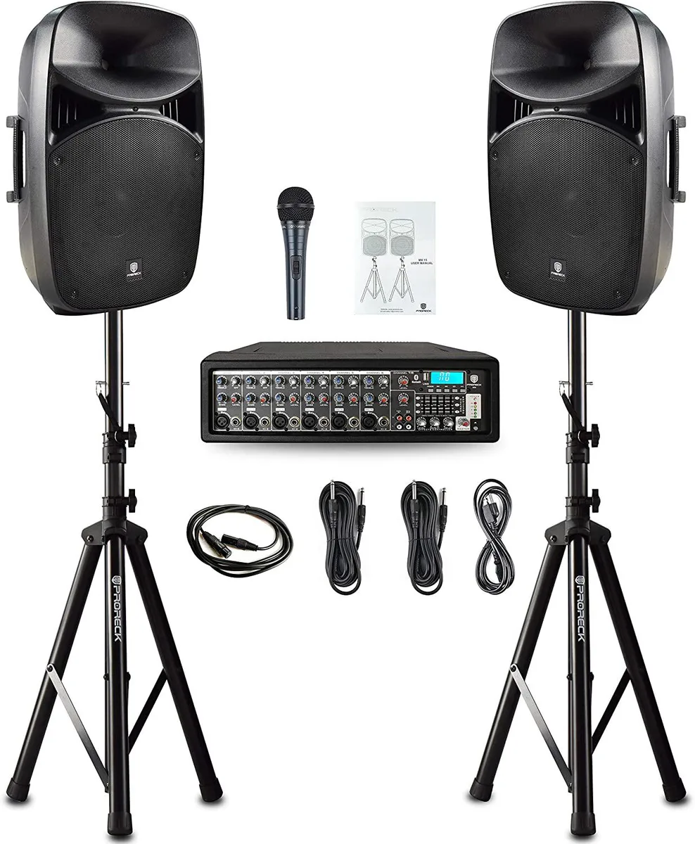 PRORECK PRORECK MX10 1600W 6-channel Bluetooth mixer 10inch passive speakers PA system — product photo