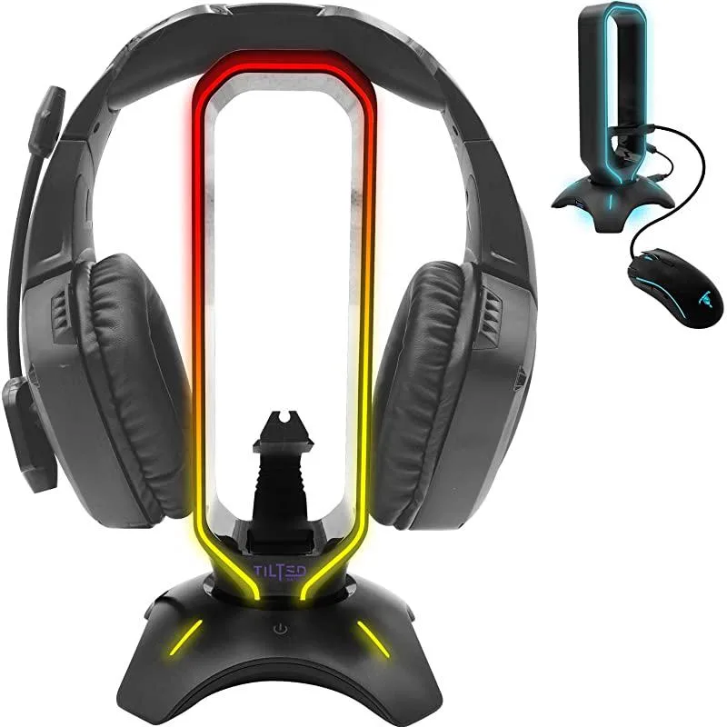 MODERN VINTAGE MODERN VINTAGE RGB Headset Stand with Mouse Bungee and USB 3.0 Hub — product photo