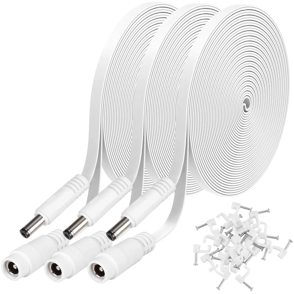 BFKK BFKK 3 Pack 20ft DC Power Extension Cable 2.1mm x 5.5mm White — product photo