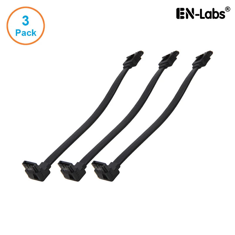 EN-Labs EN-Labs 3PKSATAIII6BKA SATA 3.0 cable 3-pack 15 cm 90° locking latch black — product photo