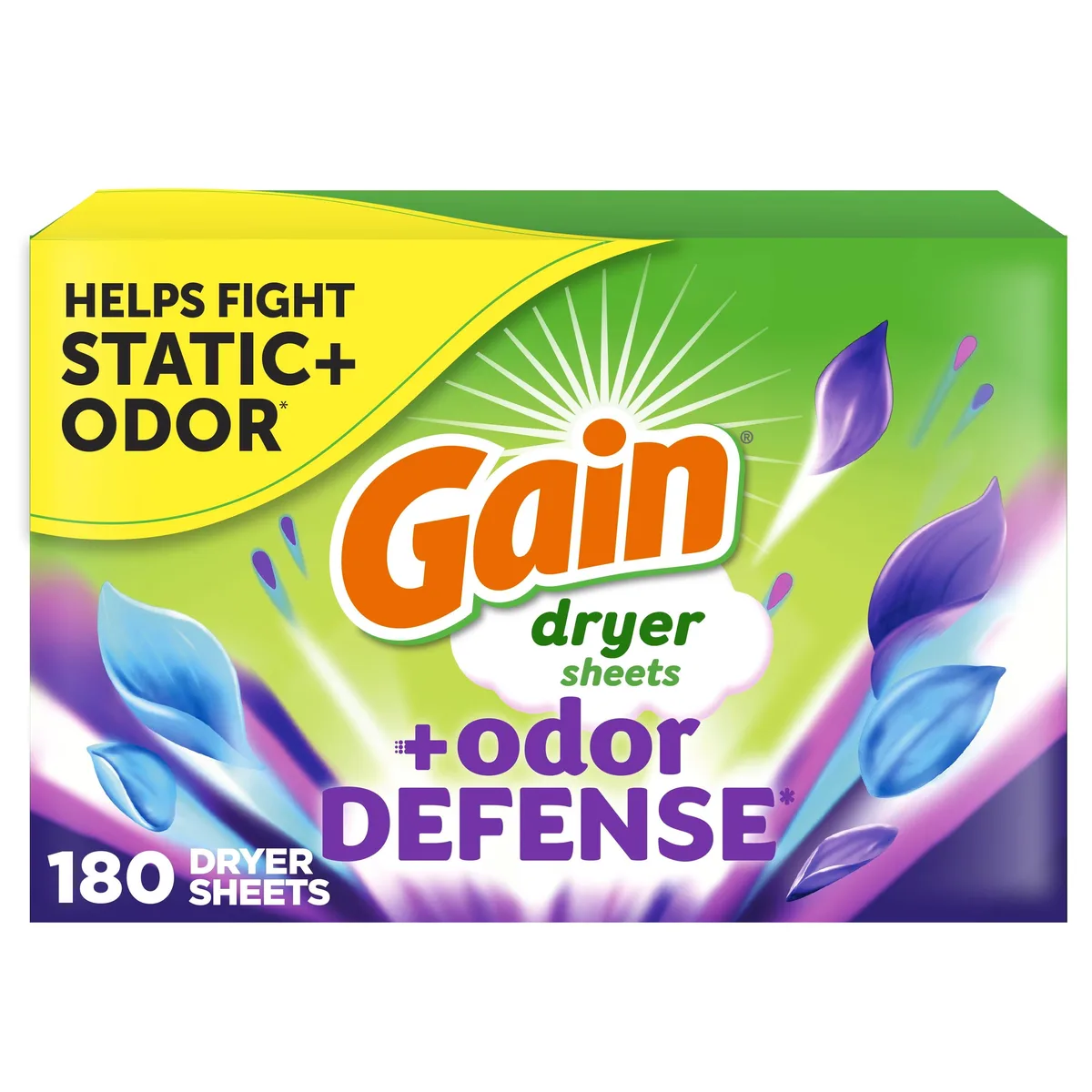 Gain Gain Fabric Softener Dryer Sheets +Odor Defense Super Fresh Blast 180 Count — product photo