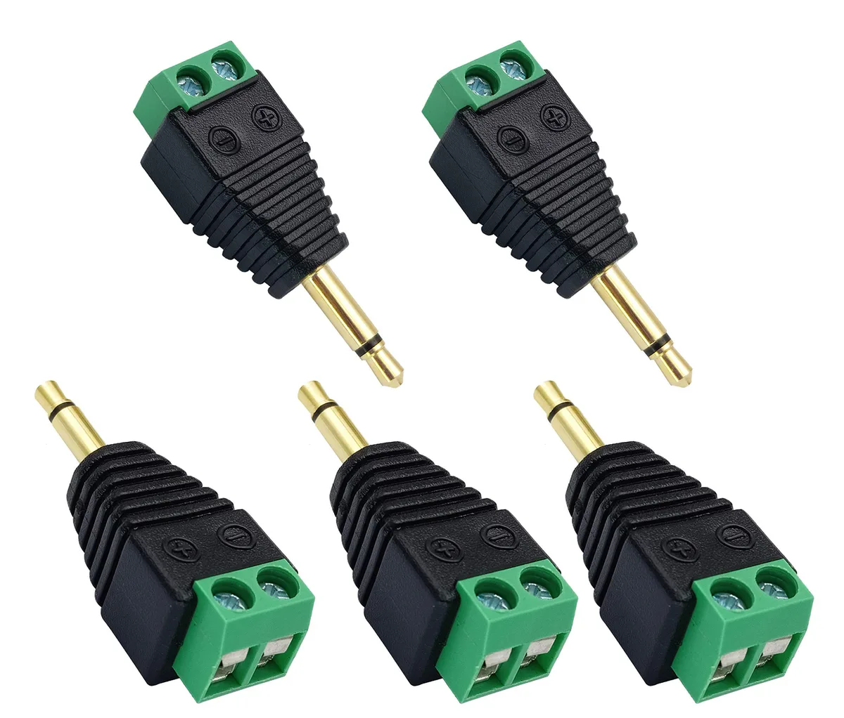 BUCIER BUCIER 3.5mm TS Mono Male to 2 Pin Screw Terminal Adapter 5-Pack — product photo