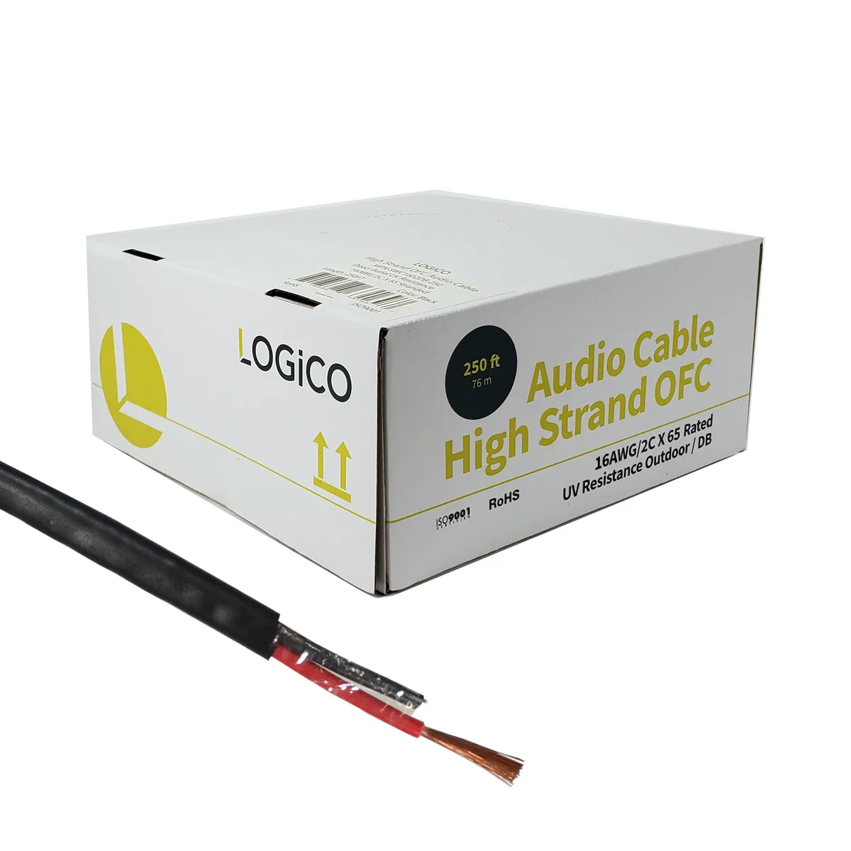 Logico Logico 16AWG 2-Conductor Direct Burial Speaker Wire 250ft Black — product photo
